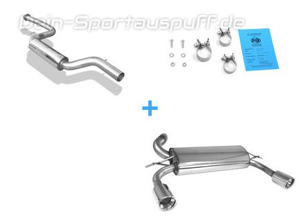 Fox Edelstahl Duplex Sportauspuff-Komplettanlage ab Kat Ford Focus 2 RS ab 2009 1x100mm rund eingerollt abgeschrägt mit Absorber