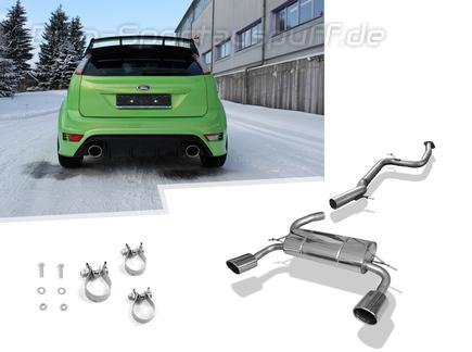 Fox Edelstahl Duplex Racing-Komplettanlage ab Kat. Ford Focus 2 RS ab 2009 129x106mm oval eingerollt abgeschrägt