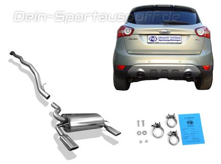 Fox Edelstahl Duplex Sportauspuff-Komplettanlage ab Kat Ford Kuga Diesel ab 2008 106x71mm oval eingerollt abgeschrägt