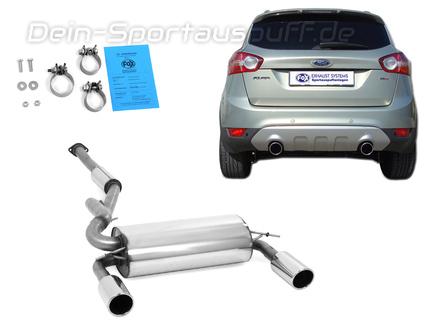 Fox Edelstahl Duplex Sportauspuff-Komplettanlage ab Kat Ford Kuga ab 2008 1x100mm rund eingerollt abgeschrägt