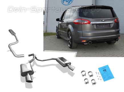 Fox Edelstahl Duplex Sportauspuff-Komplettanlage ab Kat Ford S-MAX 115x85mm oval eingerollt seitlich abgeschrägt