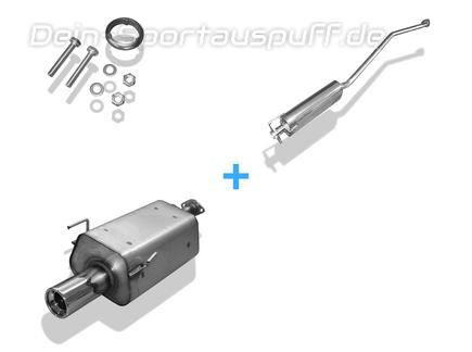 Fox Edelstahl Sportauspuff-Komplettanlage ab Kat Honda Civic 7 5-türig Typ EU 1x90mm rund eingerollt gerade mit Absorber
