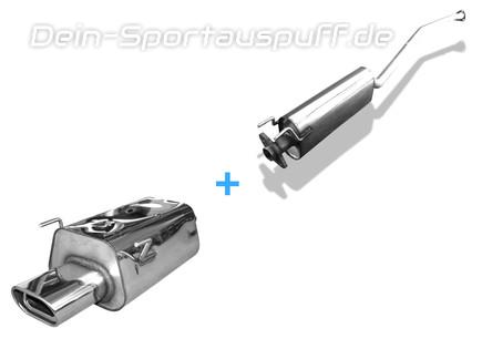 Fox Edelstahl Sportauspuff-Komplettanlage ab Kat Honda Civic 7 5-türig Typ EU 135x80mm flachoval eingerollt abgeschrägt mit Absorber