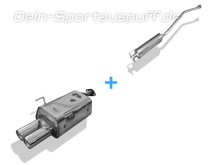 Fox Edelstahl Sportauspuff-Komplettanlage ab Kat Honda Civic 7 5-türig Typ EU 2x90mm rund eingerollt gerade mit Absorber