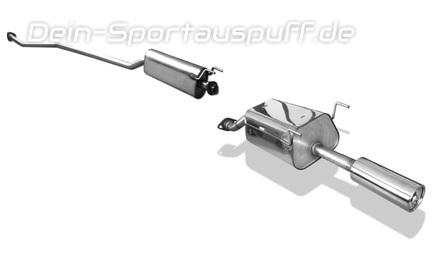 Fox Edelstahl Sportauspuff-Komplettanlage ab Kat Honda Civic 7 Coupe Typ EM 1x90mm rund eingerollt gerade mit Absorber