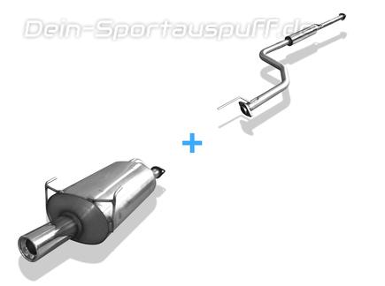 Fox Edelstahl Sportauspuff-Komplettanlage ab Kat Honda Integra Type R Typ DC2 1x90mm rund eingerollt gerade mit Absorber