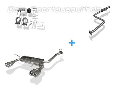 Fox Edelstahl Duplex Sportauspuff-Komplettanlage ab Kat Honda Prelude 4 Typ BB1 BB2 BB3 Bj.92-96 2x80mm rund eingerollt gerade mit Absorber