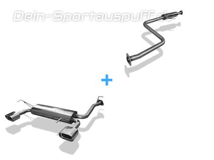 Fox Edelstahl Duplex Sportauspuff-Komplettanlage ab Kat Honda Prelude 4 Typ BB1 BB2 BB3 Bj.92-96 135x80mm flachoval eingerollt abgeschrägt mit Absorber