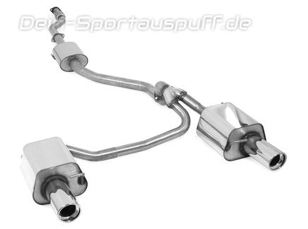 Fox Edelstahl Duplex Sportauspuff-Komplettanlage ab Kat Hyundai Coupe GK Tiburon 1.6l 2.0l Bj.02-06 1x100mm rund eingerollt abgeschrägt mit Absorber