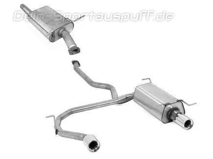 Fox Edelstahl Duplex Sportauspuff-Komplettanlage ab Kat Hyundai Santa Fe 1 Typ SM 1x100mm rund eingerollt gerade mit Absorber