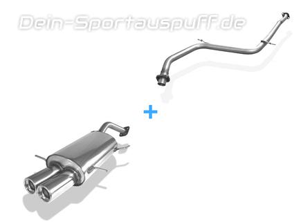 Fox Edelstahl Racing-Komplettanlage ab Kat. Mazda MX-3 1.6l Bj.91-99 2x80mm rund eingerollt gerade mit Absorber