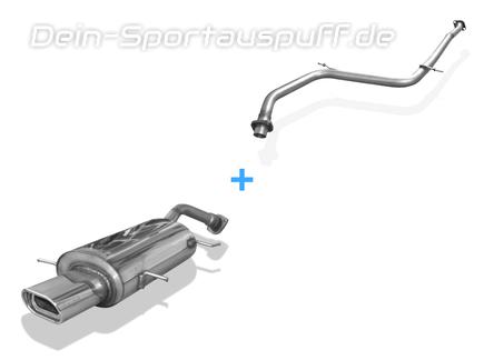Fox Edelstahl Racing-Komplettanlage ab Kat. Mazda MX-3 1.6l Bj.91-99 135x80mm flachoval eingerollt abgeschrägt mit Absorber