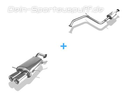 Fox Edelstahl Sportauspuff-Komplettanlage ab Kat Mazda MX-3 1.8l Bj.91-99 2x80mm rund eingerollt gerade mit Absorber