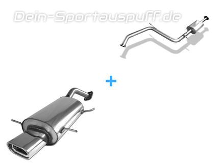 Fox Edelstahl Sportauspuff-Komplettanlage ab Kat Mazda MX-3 1.8l Bj.91-99 135x80mm flachoval eingerollt abgeschrägt mit Absorber