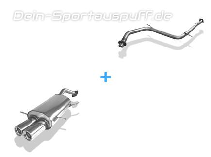 Fox Edelstahl Racing-Komplettanlage ab Kat. Mazda MX-3 1.8l Bj.91-99 2x80mm rund eingerollt gerade mit Absorber