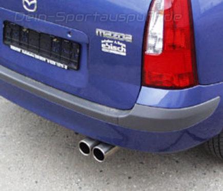 Fox Edelstahl Sportauspuff-Komplettanlage ab Kat Mazda Premacy 2x80mm rund eingerollt gerade mit Absorber