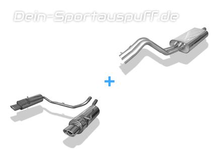 Fox Edelstahl Duplex Sportauspuff-Komplettanlage ab Kat Mazda Tribute Bj.02-08 115x85mm oval eingerollt abgeschrägt mit Absorber