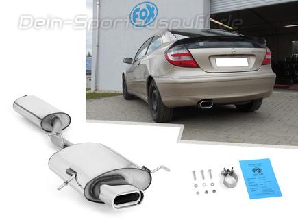 Fox Edelstahl Sportauspuff-Komplettanlage ab Kat Mercedes C-Klasse Sportcoupe CL203 160x80mm flachoval eingerollt abgeschrägt mit Absorber