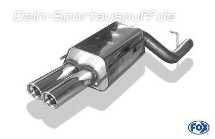Fox Edelstahl Sportauspuff inkl. Verbindungsrohr Mercedes CLK W209 - C209 Coupe u. A209 Cabrio ab 2002 2x80mm rund eingerollt abgeschrägt mit Absorber