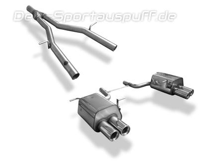 Fox Edelstahl Duplex Sportauspuff-Komplettanlage ab Kat Mercedes SLK u. SLC R172 4-Zylinder 2x90mm rund eingerollt gerade mit Absorber