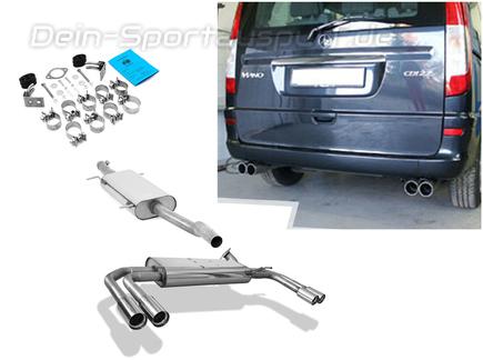 Fox Edelstahl Duplex Sportauspuff-Komplettanlage ab Kat Mercedes Vito u. Viano W639 V639 2x76mm rund scharf gerade mit Absorber