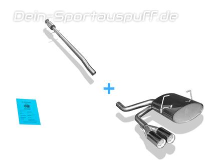 Fox Edelstahl Komplettanlage ab Kat Ausgang mittig Mini One u. Cooper R50 2x70mm rund scharf gerade mit Absorber