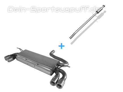 Fox Edelstahl Duplex Sportauspuff-Komplettanlage ab Kat Mini One u. Cooper R50 2x76mm rund eingerollt gerade mit Absorber