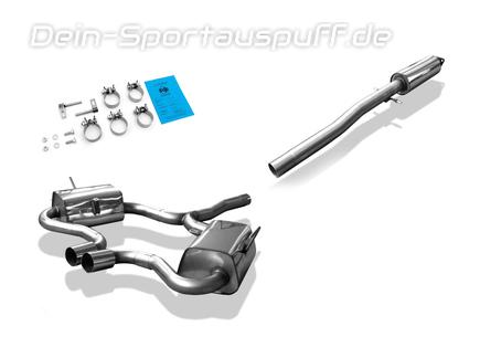Fox Edelstahl Komplettanlage ab Kat Ausgang mittig Mini Cooper S Cabrio R52 2x76mm rund scharf gerade
