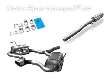 Fox Edelstahl Komplettanlage ab Kat Ausgang mittig Mini Cooper S Cabrio R52 135x80mm flachoval eingerollt abgeschrägt mit Absorber