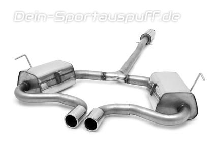 Fox Edelstahl Komplettanlage ab Kat Ausgang mittig Mini Cooper S R53 2002-2006 2x76mm rund eingerollt gerade