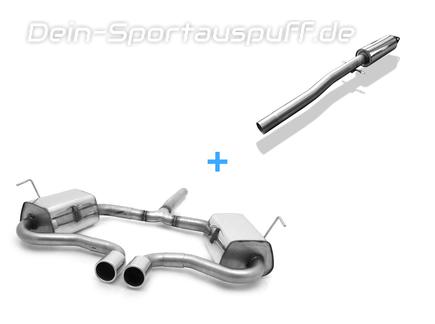 Fox Edelstahl Komplettanlage ab Kat Ausgang mittig Mini Cooper S R53 2002-2006 2x90mm rund eingerollt gerade