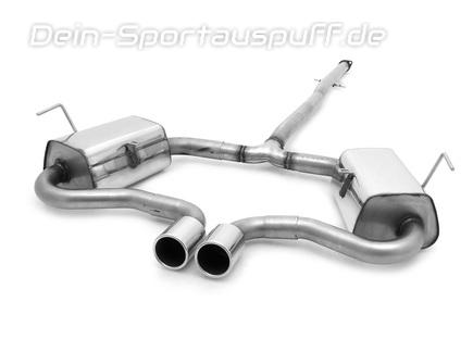 Fox Edelstahl Racing-Komplettanlage ab Kat. Ausgang mittig Mini Cooper S R53 2002-2006 2x90mm rund eingerollt gerade