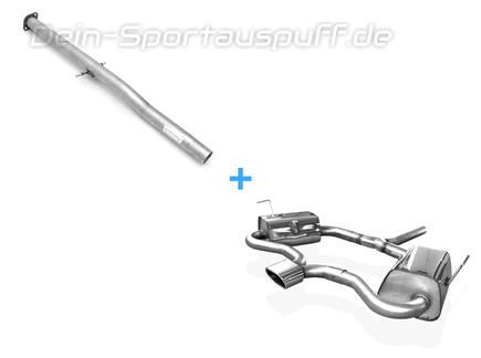 Fox Edelstahl Racing-Komplettanlage ab Kat. Ausgang mittig Mini Cooper S R53 2002-2006 135x80mm flachoval eingerollt abgeschrägt