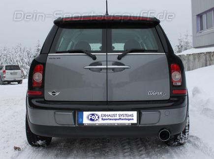 Fox Edelstahl Sportauspuff-Komplettanlage ab Kat Mini Cooper Clubman R55 Diesel 100mm rund doppelwandig abgeschrägt