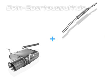 Fox Edelstahl Sportauspuff-Komplettanlage ab Kat Mini Cooper Clubman R55 Benzin 100mm rund doppelwandig abgeschrägt