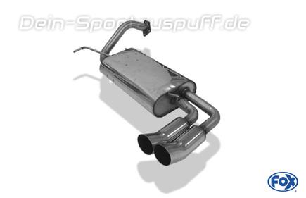 Fox Edelstahl Racing-Komplettanlage ab Kat. Mitsubishi Colt CJO Bj.92-03 2x76mm DTM rund scharf gerade