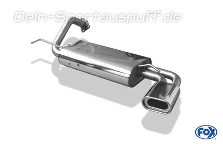 Fox Edelstahl Racing-Komplettanlage ab Kat. Mitsubishi Colt CJO Bj.92-03 135x80mm flachoval eingerollt abgeschrägt mit Absorber
