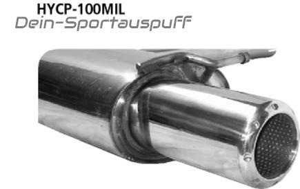 Bastuck Edelstahl Sportauspuff links (für Duplex Anlagen) Hyundai Coupe GK 6 Zyl. 100mm Audi TT Design gerade mit Absorber