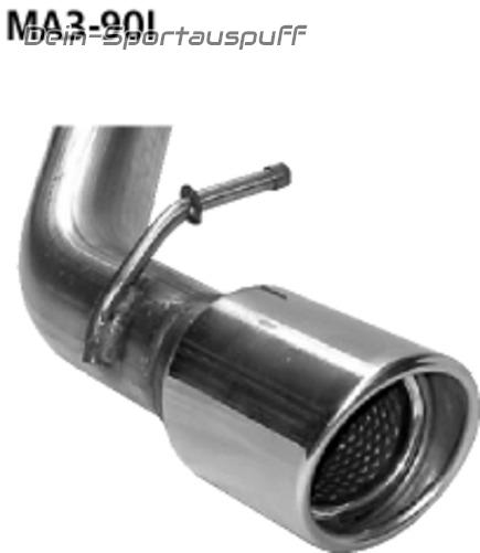Bastuck Edelstahl Endrohrbogen Mazda 3 BK Diesel mit DPF 90mm rund eingerollt abgeschrägt mit Absorber