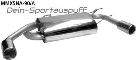 Bastuck in acciaio inossidabile duplex sport scarico mazda mx5 tipo Na 90mm rotondo arrotolato proprio senza assorbitore