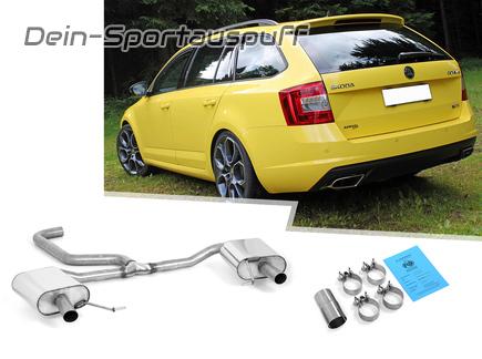 Fox Edelstahl Duplex Sportauspuff Skoda Octavia RS TSI Typ 5E Limo u. Combi ab 2013 für originale Endrohre