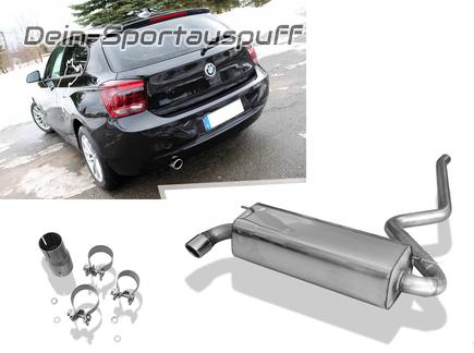 Fox Edelstahl Sportauspuff BMW 1er F20 F21 3-Tür 5-Tür 114i 116i 1x76mm rund eingerollt abgeschrägt