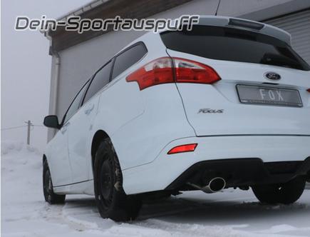Fox Edelstahl Sportauspuff Ford Focus 3 Turnier 1.0l Ecoboost mit Styling-Paket 115x85mm oval eingerollt abgeschrägt