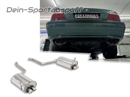 Fox Edelstahl Duplex Sportauspuff BMW 7er E38 730i 735i 740i mit Endrohraussparung je 2x63mm Dieseloptik nach unten gebogen