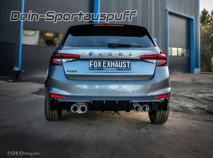 FOX Edelstahl Duplex Sportauspuff Skoda Fabia 4 1.0 TSI Typ PJ je 2x90mm rund doppelwandig abgeschrägt
