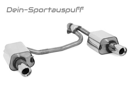 Fox Edelstahl Duplex Sportauspuff Hyundai Coupe GK Tiburon 1.6l 2.0l Bj.02-06 1x100mm rund eingerollt abgeschrägt mit Absorber