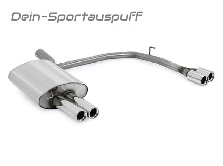 Fox Edelstahl Duplex Sportauspuff BMW 5er E60 E61 520i 523i 525i 530i Limousine u. Touring 2x76mm rund eingerollt gerade mit Absorber