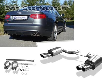 Fox Edelstahl Duplex Sportauspuff Audi RS6 4F Typ C6 Limousine u. Avant 2x80mm rund eingerollt abgeschrägt mit Absorber