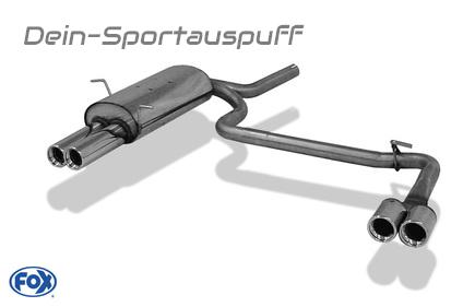 Fox Edelstahl Duplex Sportauspuff BMW 3er E46 316i u. 318i Limousine/Touring/Coupe 2x76mm rund eingerollt gerade mit Absorber