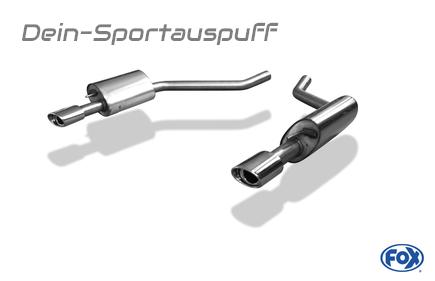 Fox Edelstahl Duplex Sportauspuff Jaguar XJ Typ X350 Bj.03-09 115x85mm oval eingerollt abgeschrägt mit Absorber